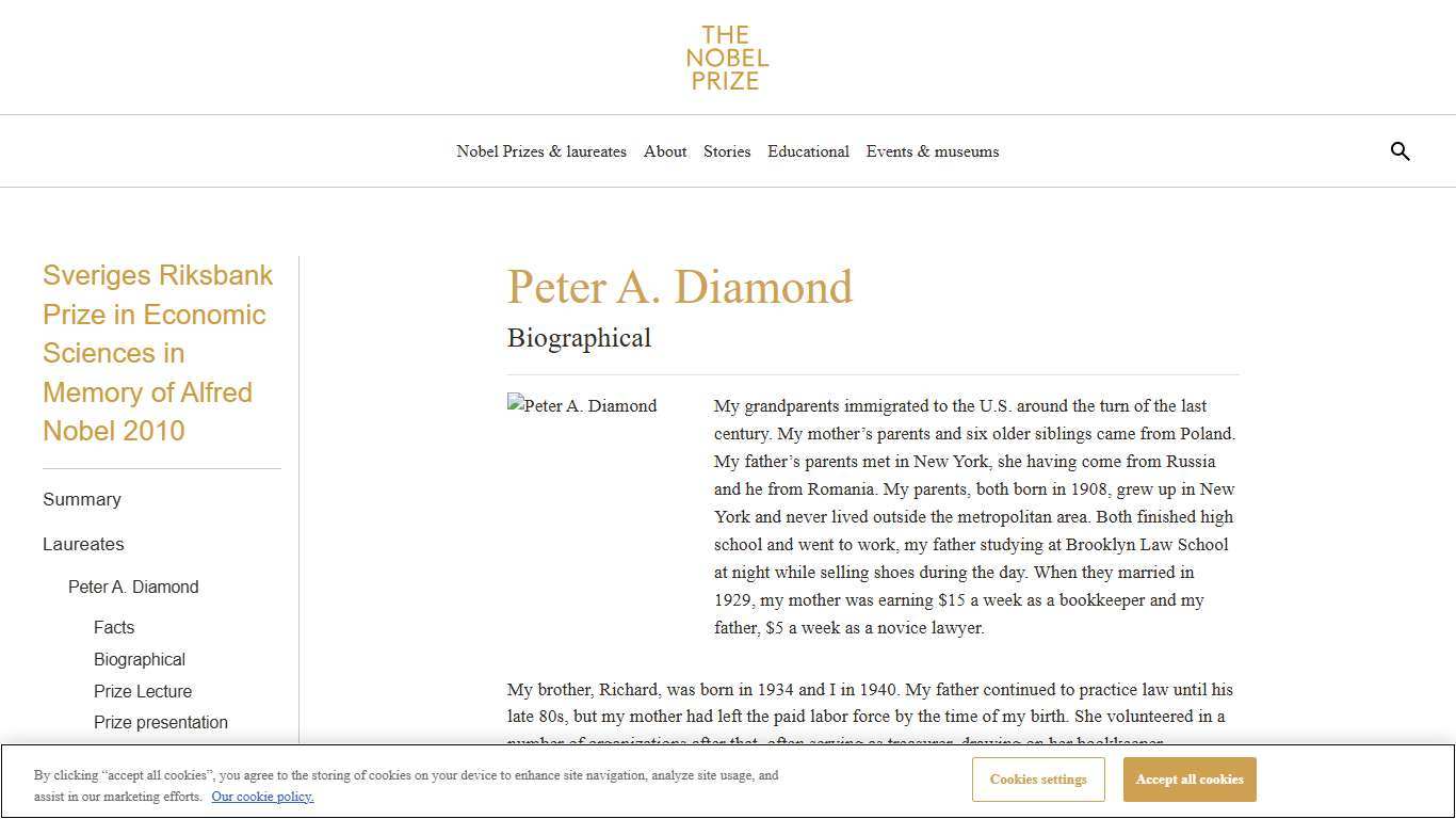 Peter A. Diamond – Biographical - NobelPrize.org